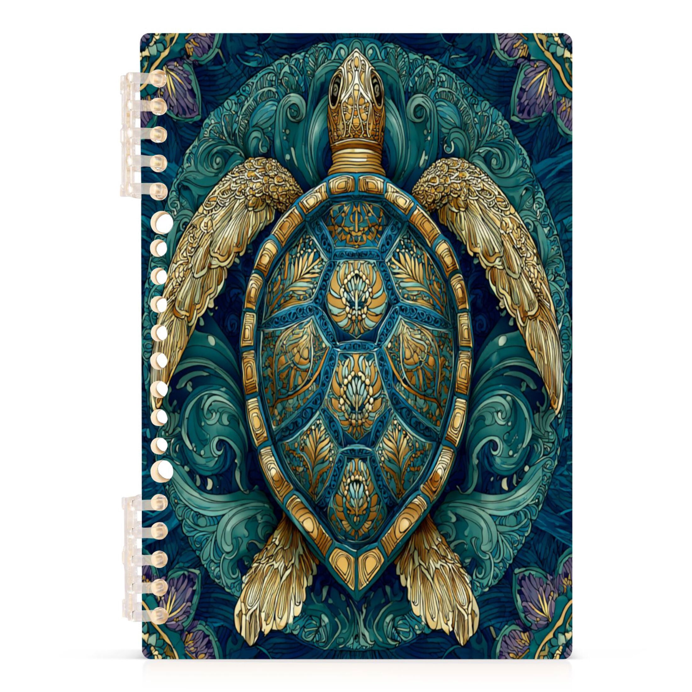 Green Mandala Turtle Notebook College Horizontal Grid Paper Ink Spill Resistant Water Resistant ...