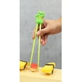 thumbnail image 1 of Green Maneki Neko Lucky Cat Reusable Training Chopsticks Set W/ Silicone Helper, 1 of 9