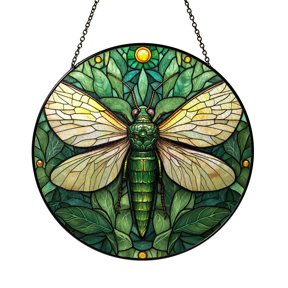 Green Mantis Insect Stained Glass Suncatcher for Windows, Botanical Wildlife Decor, Thoughtful Nature Gift