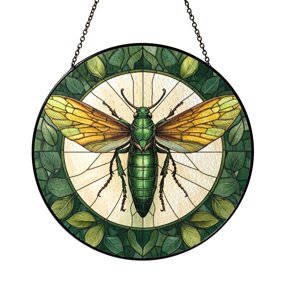 Green Mantis Stained Glass Suncatcher Window Hanging, Detailed Insect Nature Art Decor, Unique Home Gift for Bug Lovers