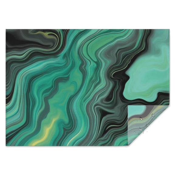 Green Marble Color Flow Pattern Rectangle Tablecloth 60"x84",Waterproof Polyester Rectangle Table Cloth, Wipeable Spillproof Polyester Tablecloth for Dining, Camping, Indoor and Outdoor