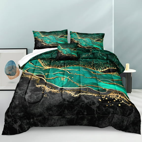 Green Marble Comforter Set Black Gold Bedding Set Emerald Green Marble Texture Bed Comforter Set Abstract Home Decor
