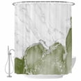 thumbnail image 1 of Green Marble Crack Shower Curtain, Waterproof Shower Curtains for Bathroom, Modern Abstract Geometric Texture Washable Fabric Bathtub Curtain Set Bath Decor with 12 Hooks 48"x72", 1 of 8
