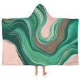 thumbnail image 1 of Green Marble Gold Wave Pattern Hooded Bath Towel，50"x30" for Ages 3 To 12 Kids, Quick Dry Lightweight Soft Microfiber Hood Beach Towel Cover Up for Kids, 1 of 7