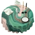 thumbnail image 1 of Green Marble Gold Wave Pattern Round Tablecloth 60"x60",Wrinkle Wipeable Table Cloth for Kitchen Dining Room Picnic Patio Party, 1 of 6