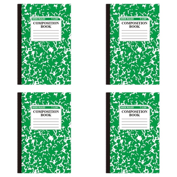 Green Marble Journal Notebook, College Ruled Composition Notebook 4 Pack, A5 Lined Notepad For Writing Office Supplies