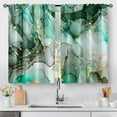 thumbnail image 1 of Green Marble Kitchen Curtains - Abstract Art Country Modern Short Cafe Tier Curtains Decor for Living Dining Room Bathroom Creative Texture Rod Pocket Window Drapes 2 Panels Set 28"x24", 1 of 5