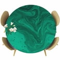 thumbnail image 1 of Green Marble Round Tablecloth, Fitted Table Cover with Elastic for 55"-60" Round Tables, Modern Farmhouse Gradient Abstract Fluid Art Table Cloth Outdoor Indoor Dinning Party Waterproof Tablecloths, 1 of 7
