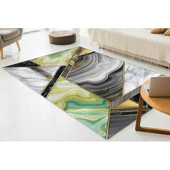 Green Marble Rugs, Decorative Rug, Marble Rugs, Modern Rugs, Luxury Rug, Green Marble Rug, Green And Gray Marble Rugs, Custom Rug, Large Rug, 5.9'x9.2' - 180x280 cm