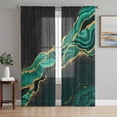 thumbnail image 1 of Green Marble Sheer Curtains 63 Inch Length 2 Panels Set, Gold Abstract Vintage Modern Ombre Art Voile Window Treatment Rod Pocket Curtains Sheers Drapes for Bedroom/Living Room/Kitchen 52x"63"x2, 1 of 7