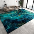 thumbnail image 1 of Green Marble Swirl Area Rug, Luxury Golden Fluid Texture Art Large Carpet, With Non-Slip Backing Indoor Rugs For Living Room Bedroom Dining Room Office 1x2ft, 1 of 6