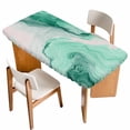 thumbnail image 1 of Green Marble Table Cloths for 6 Foot Rectangle Tables, Summer Ocean Wave Green Ombre Patio Waterproof Elastic Fitted Tablecloths, Washable Rectangular Table Cover for Camping, 1 of 8