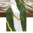 thumbnail image 1 of Green Marble Table Runner - 48 Inch Long, Kitchen Dining Table Runner Dresser Scarves, Luxury Gold White Abstract Cracks Artwork Farmhouse Decor for Coffee Tables Wedding Party Banquet, 1 of 8