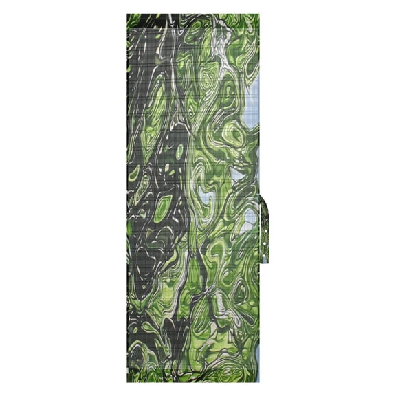 Green Marbled Pattern Door Side Curtain 54x40in Privacy Shade UV Protection Rod Pockets