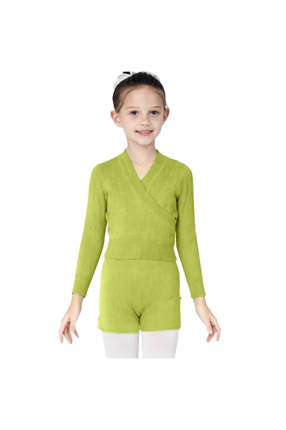 Green Matching Shorts 2PC Sets for Children Boy Girl Fall Winter Sweater Crochet Warm Two Piece Knit Straight Leg Plain Tops Tshirts Shorts 2PC Sets Kid 2026 5 Years