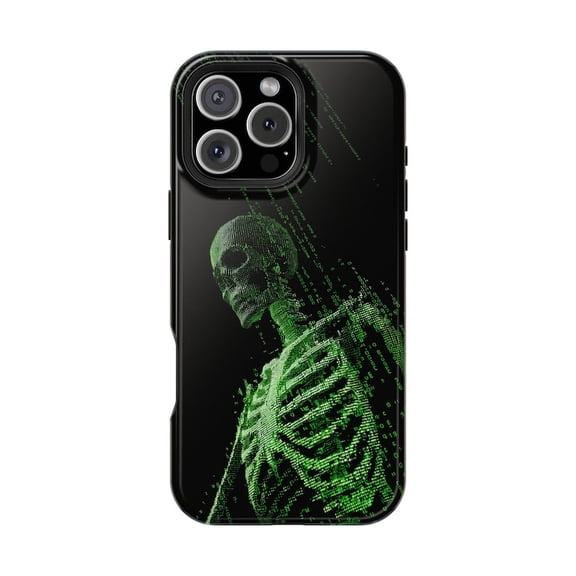 Green Matrix Hacker Code with Futuristic Cyber Abstract Illustration Phone Case for 17 16 15 14 13 12 11 Pro Max