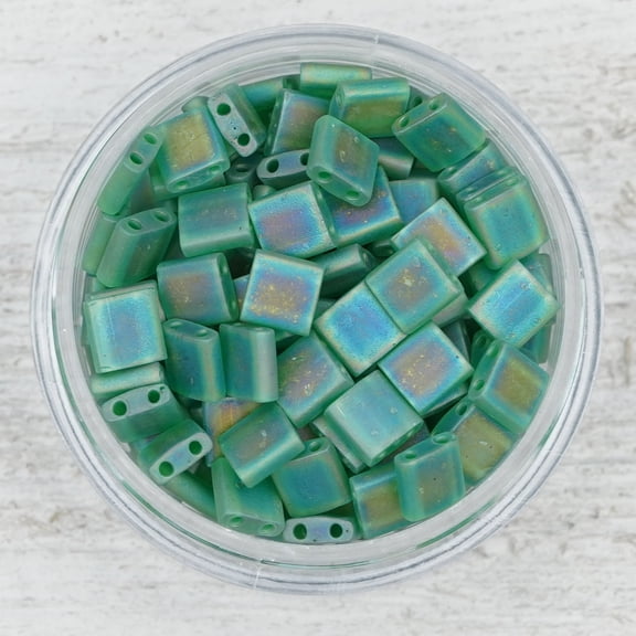 Green Matte Rainbow Whole Tila - 25g Bag