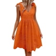 thumbnail image 1 of Green Maxi Dress For Women, Eyelet V Neck Suspender Casual Sleeveless Boho Beach Wedding Guest Mini Party Dresses Women 2025 Tropical Dresses Quinceanera Medieval Dresses (M, Orange) ZMTing, 1 of 5
