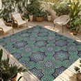 thumbnail image 1 of Green Mediterranean Outdoor Rug for Patio/Deck/Porch, Non-Slip Large Area Rug 5 x 7 Ft, Vintage Abstract Geometric Floral Texture Indoor Outdoor Rugs Washable Area Rugs, Camping Rug Carpet Runner, 1 of 8