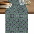 thumbnail image 1 of Green Mediterranean Table Runner, Vintage Abstract Geometric Floral Texture Washable Cotton Linen Table Runners 60 Inches Long, Dresser Scarf Runner for Coffee/TV Stands/Kitchen/Cabinets 13''x60'', 1 of 9