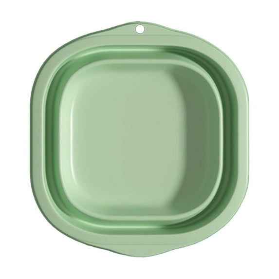 Green Collapsible Wash Basin Folding Dish Pan For Kitchen Sink Camping Portable Barbecue Preparation Bucket Laundry Foot Bath Plastic Storage Tub For Outdoor Travel Home Use