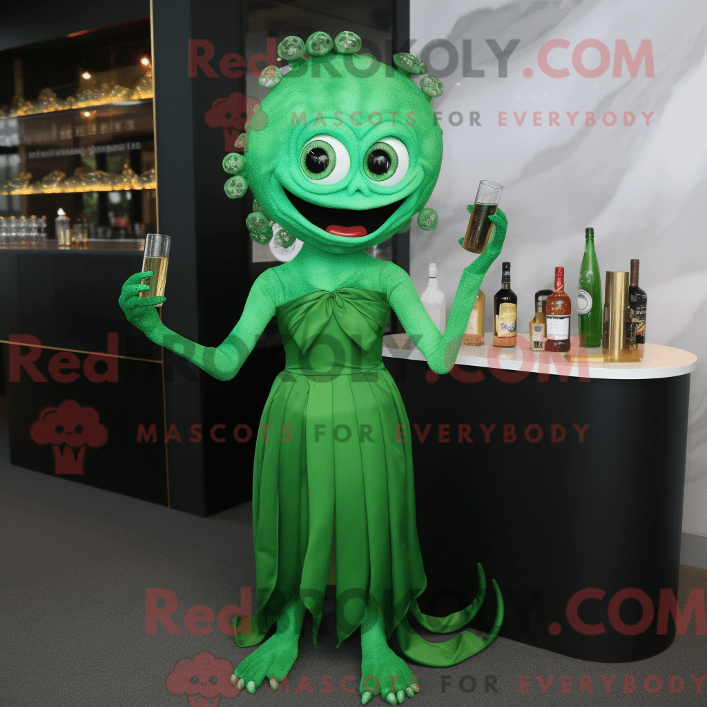 Green Medusa REDBROKOLY mascot costume character dressed with a ...