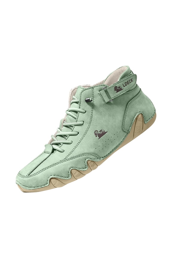 Green Men Casual High Top Shoes For Leisure Wear And Light Walking With A Flexible Sole