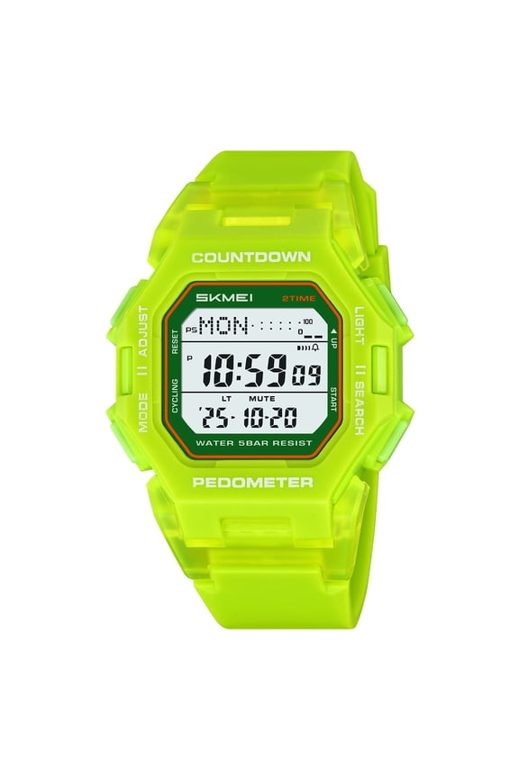 Green Men'S Digital Sports Watch Outdoor Waterproof Stopwatch Alarm Led Display Wristwatch For Running Hiking Fishing With Durable Strap