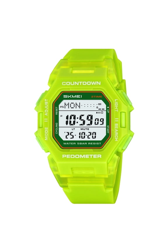 Green Mens Outdoor Sports Digital Watch Waterproof With Luminous Display For Hiking Camping Running Swimming Sports Activity Watch Metal Material