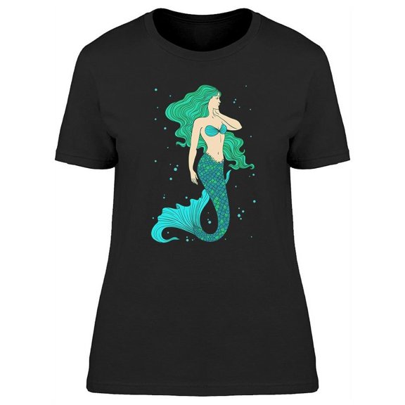 Green Mermaid Design T-Shirt Women -Image by Shutterstock, Female Medium