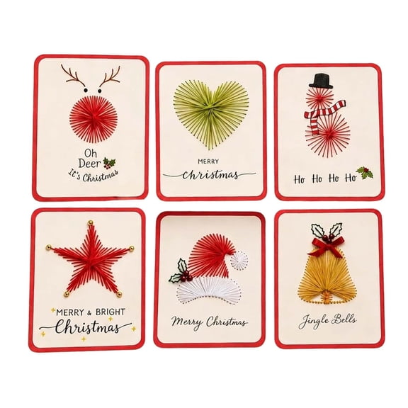 Green Merry Christmas DIY Card Making Kit, Cross Stitch Embroidery Holiday Cards By Hand, Colorful Tree Pattern Stitching Craft Set, Beginner Christmas Project Gift