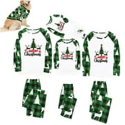 MASRIN Green Merry Christmas Tree,Family Christmas PJs Matching Sets, Classic Red Buffalo Plaid Xmas Pajamas Holiday Home Long Sleeve Jammies Clothes,Matching Family Christmas Pajamas