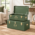 Green Metal Decorative Storage Trunk Set, 2-Piece, Space-Saving Design ...