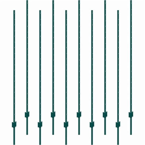 Green Metal Fence Posts U-Channel 10-Pack 6 ft Heavy Duty Steel Stakes