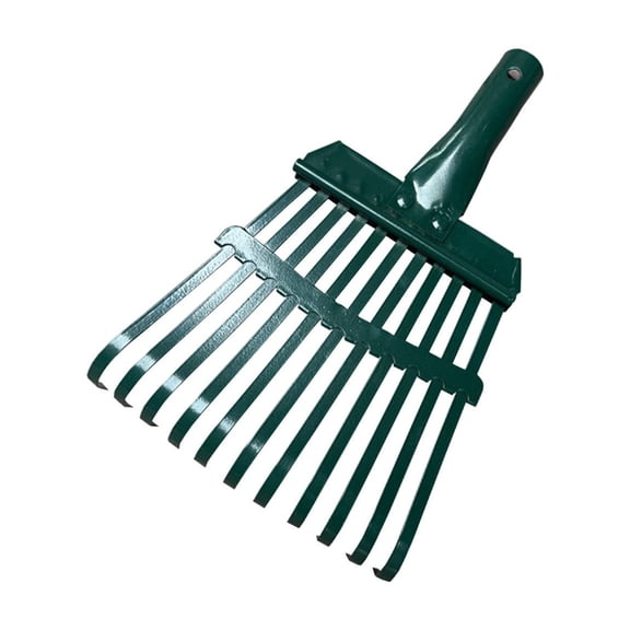 Green Metal Garden Rake, Heavy Duty Stainless Steel Leaf Rake for Lawn Yard Artificial Grass Care