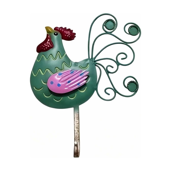 Green Metal Rustic Chicken Wall Hook For Key Decorative Hanging Entryway Kitchen Utensil Organizer Home Art