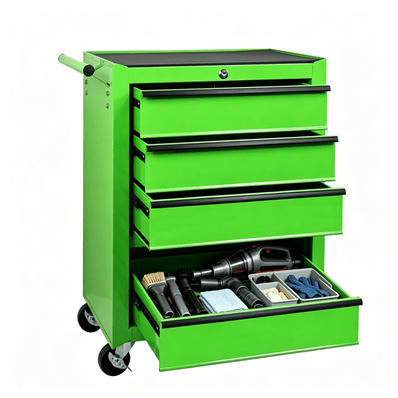 Green Metal Tool Chest with 5 Drawers, 20.8" Rolling Tool Cart on Wheels, Mobile Garage Storage Cabinet Organizer for Mechanics Workshop and Home Repair