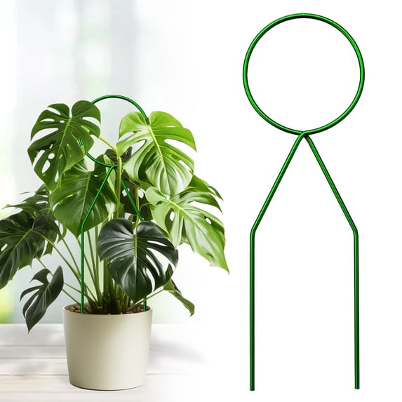 Green Metal Trellis Stakes, Plant Supports for Indoor Potted Climbing Plants Vines, Decorative Hoops for Potted Plants, By Preplabs