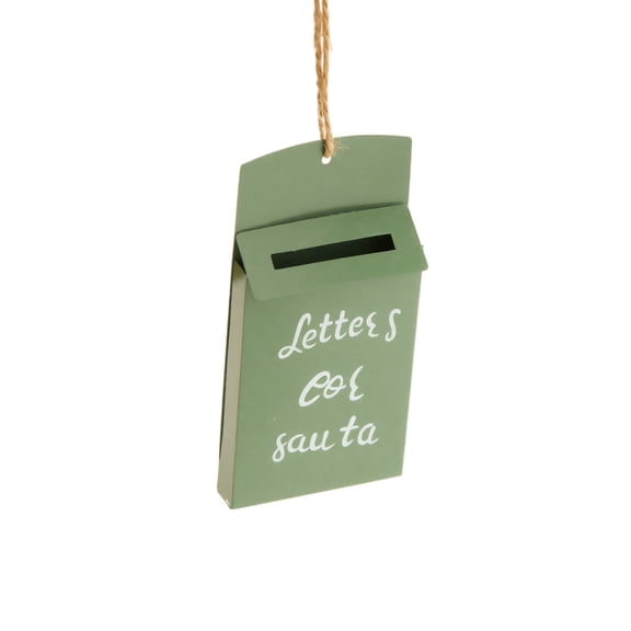 Green Metal Vintage Mailbox Christmas Ornament with Letters for Santa Design