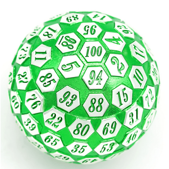 Green Metal d100 100 Sided Die