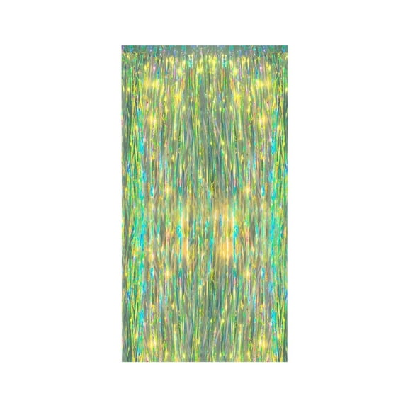 Green Metallic Foil Fringe Curtain 6.5 Ft Tinsel Backdrop Photo Booth Door Window Decor for Birthday Wedding Party