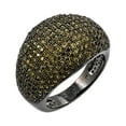 thumbnail image 1 of Green Micro Pave Set Cubic Zirconia Dome Ring Black Rhodium Plated Sterling Silver Size 9, 1 of 3