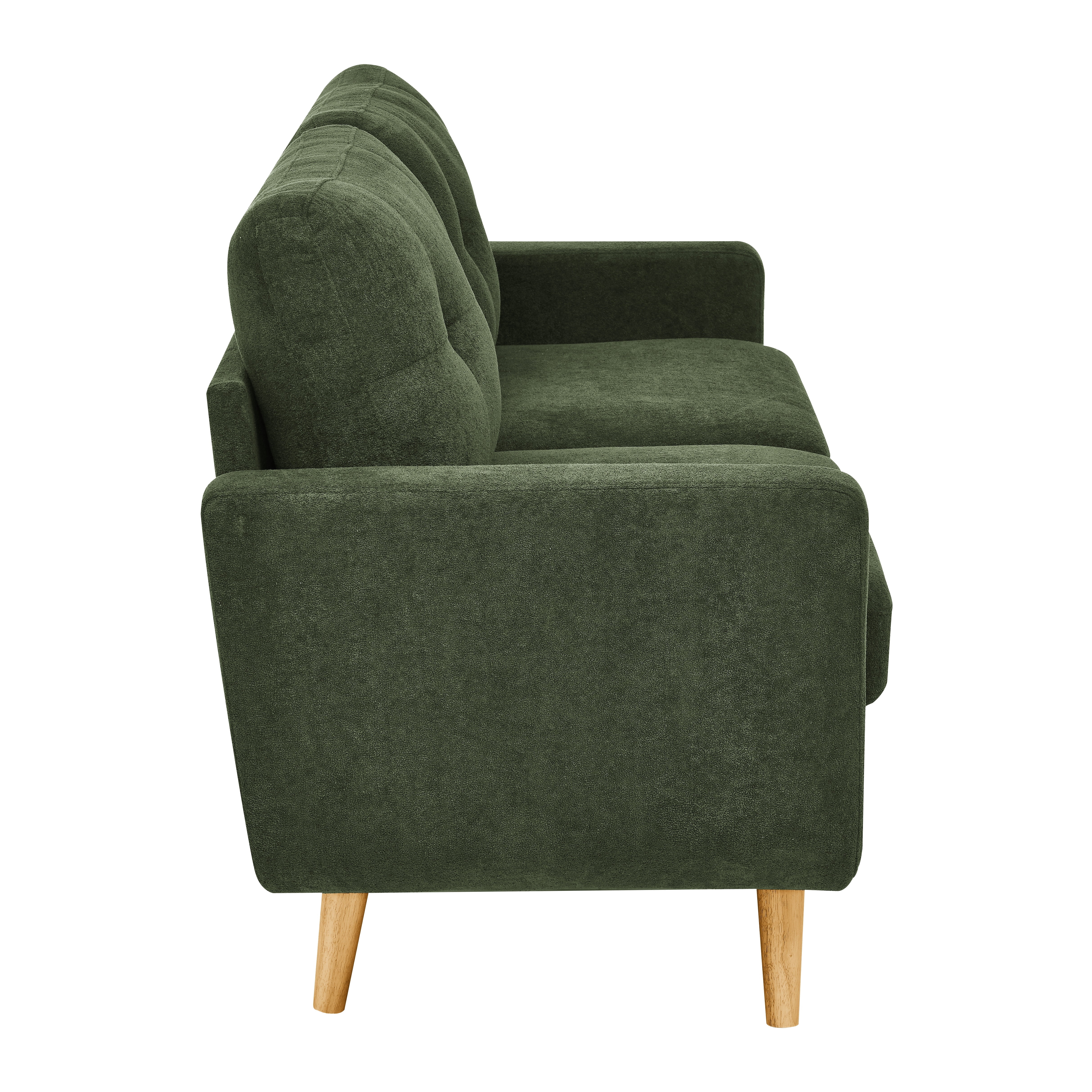 Green Mid-Century Loveseat - 67.7" Wide Tufted Sofa with Wooden Legs