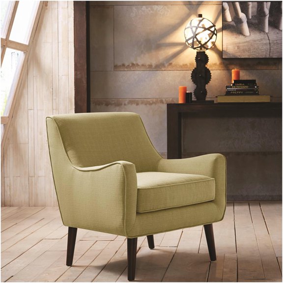Green Mid-Century Modern Accent Chair with Removable Cushion and Solid Wood Legs