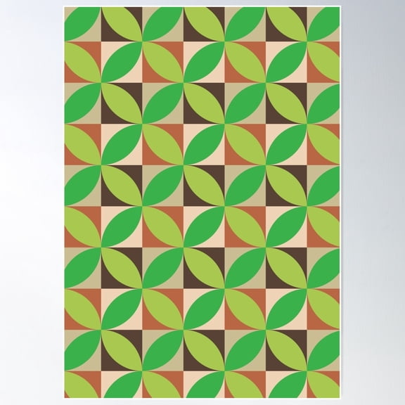 Green Mid Century Modern Geometric Leaf Pattern Poster Wall Art, Modern Wall Decor For Living Room Bedroom, 8x12 UNFRAMED