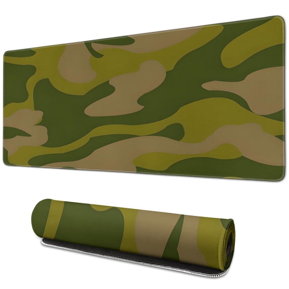 Green Military Camouflage mouse Padswaterproofnon Slip for Office Home Work Gaminggaming Mouse PadRubber Base Mousepad with Stitched Edges 31.5x11.8inches