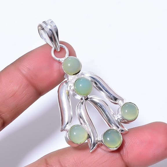 Green Milky Opal Designer Handmade 925 Sterling Silver Pendant 2.15" P43