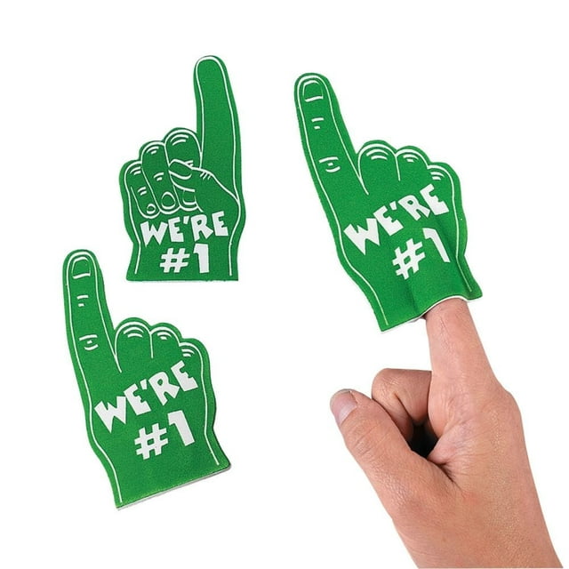 Green Mini Foam Fingers - Party Favors - 12 Pieces