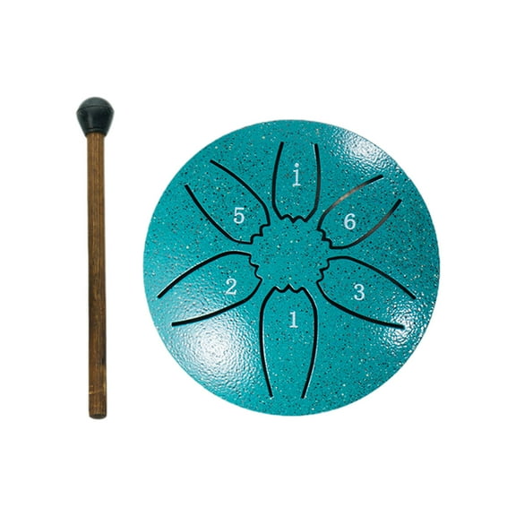 Green Mini Steel Tongue Drum 3 Inches 6 Notes Rain Drum Outdoor Garden Instrument With Drumstick 3.1X3.1 Inches Waterproof 0.38 Pounds