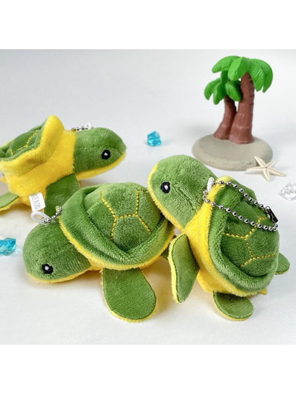 Green Mini Turtle Plush Charm 3.5" Multi-Purpose Keychain & Cellphone Pendant Ornament Pocket Collectible Stuffed Decor Ideal Gift